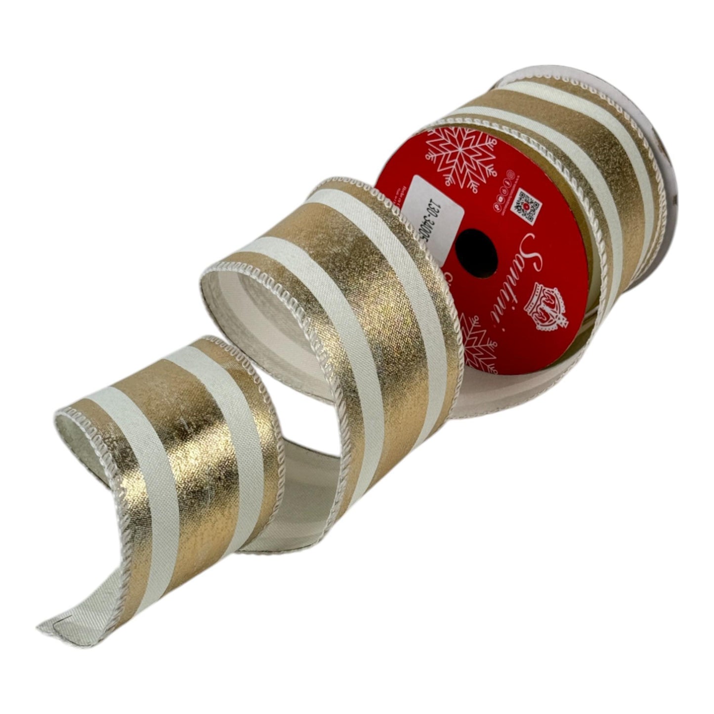 Cinta rayada blanco y dorado