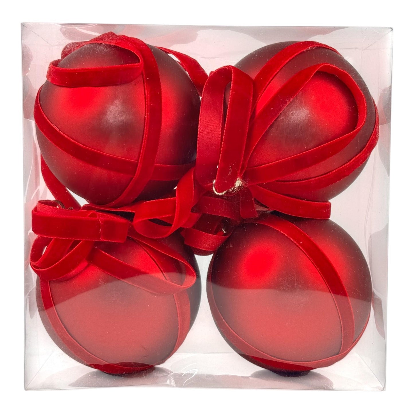 Bolas rojas con cinta velvet Set 4 pcs