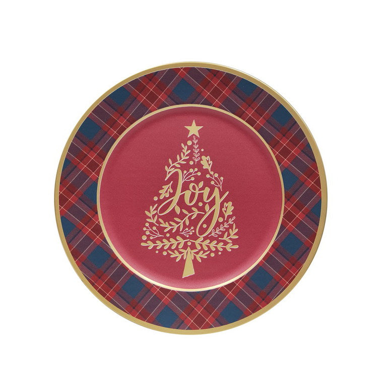 Plato base rojo "joy" dorado