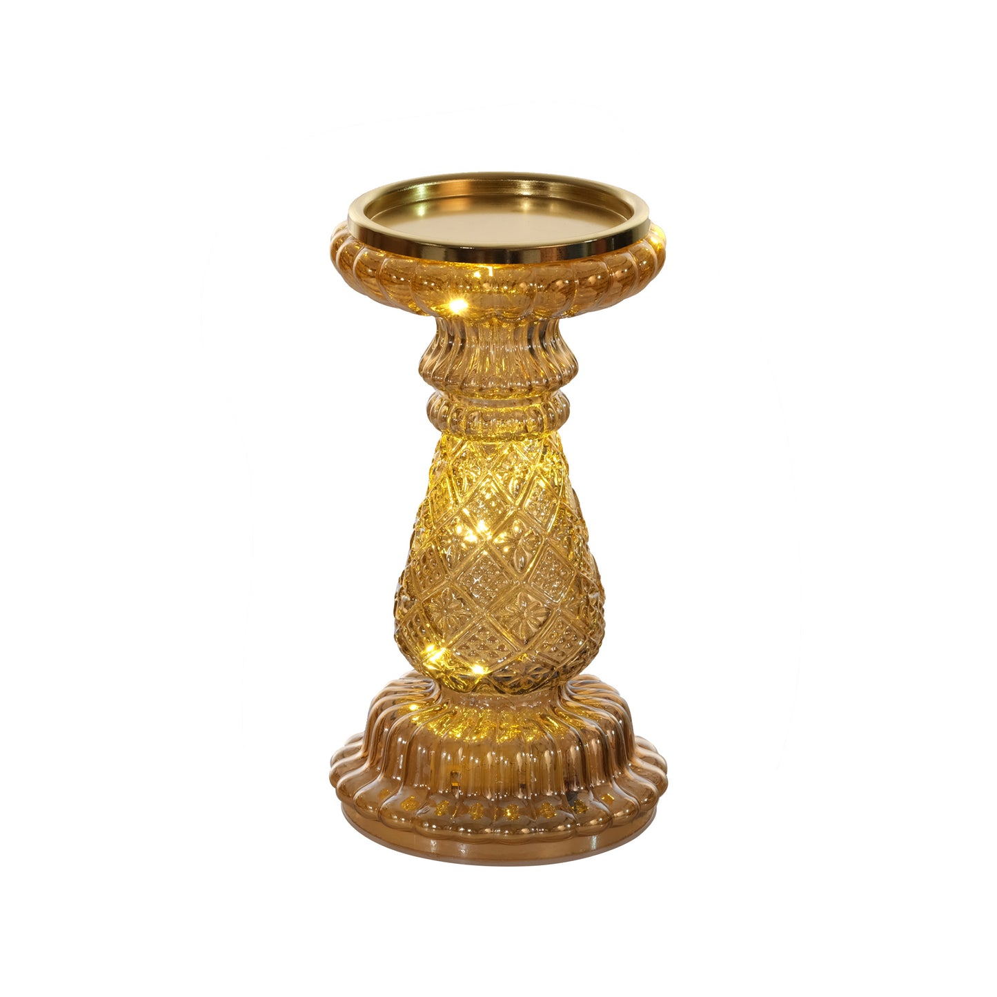 Candelero dorado de vidrio