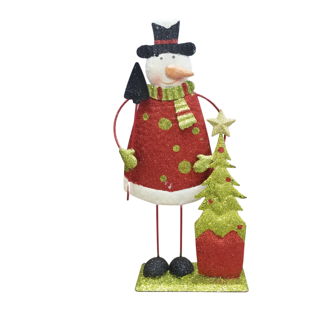 Adorno metalico hombre de nieve