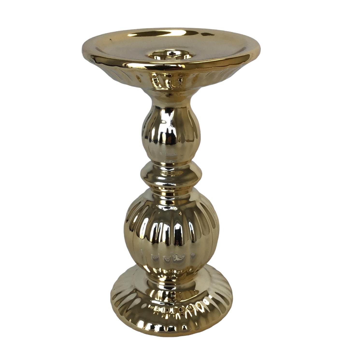 Candelero cerámica dorado