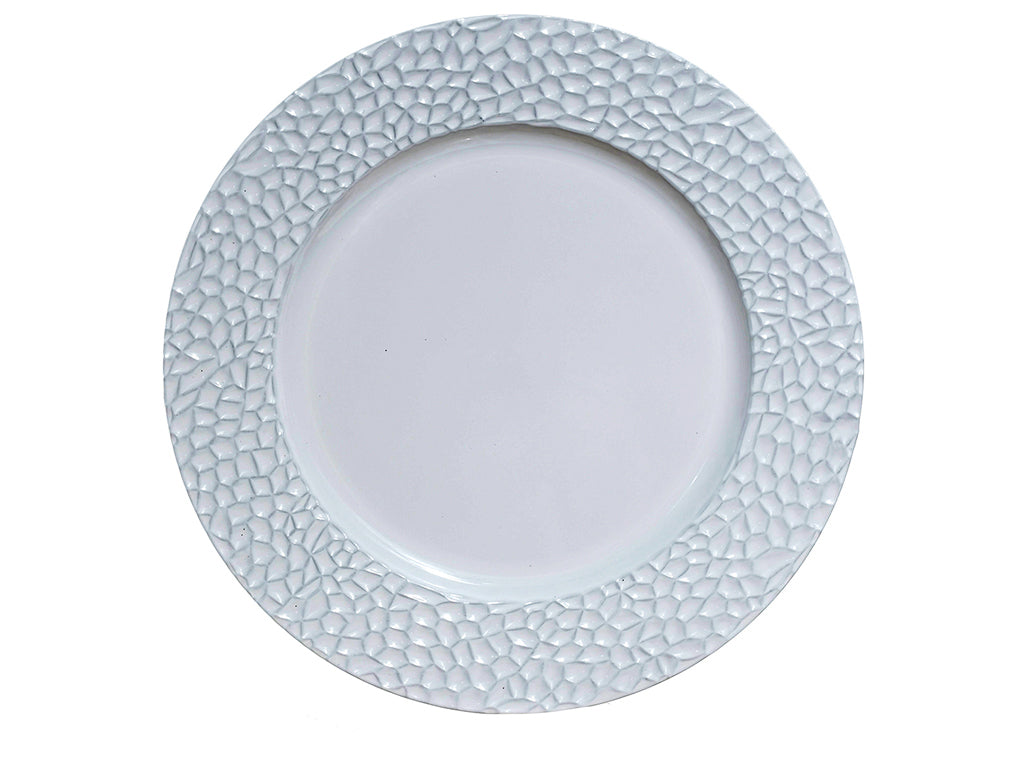 Plato base blanco orilla martillada