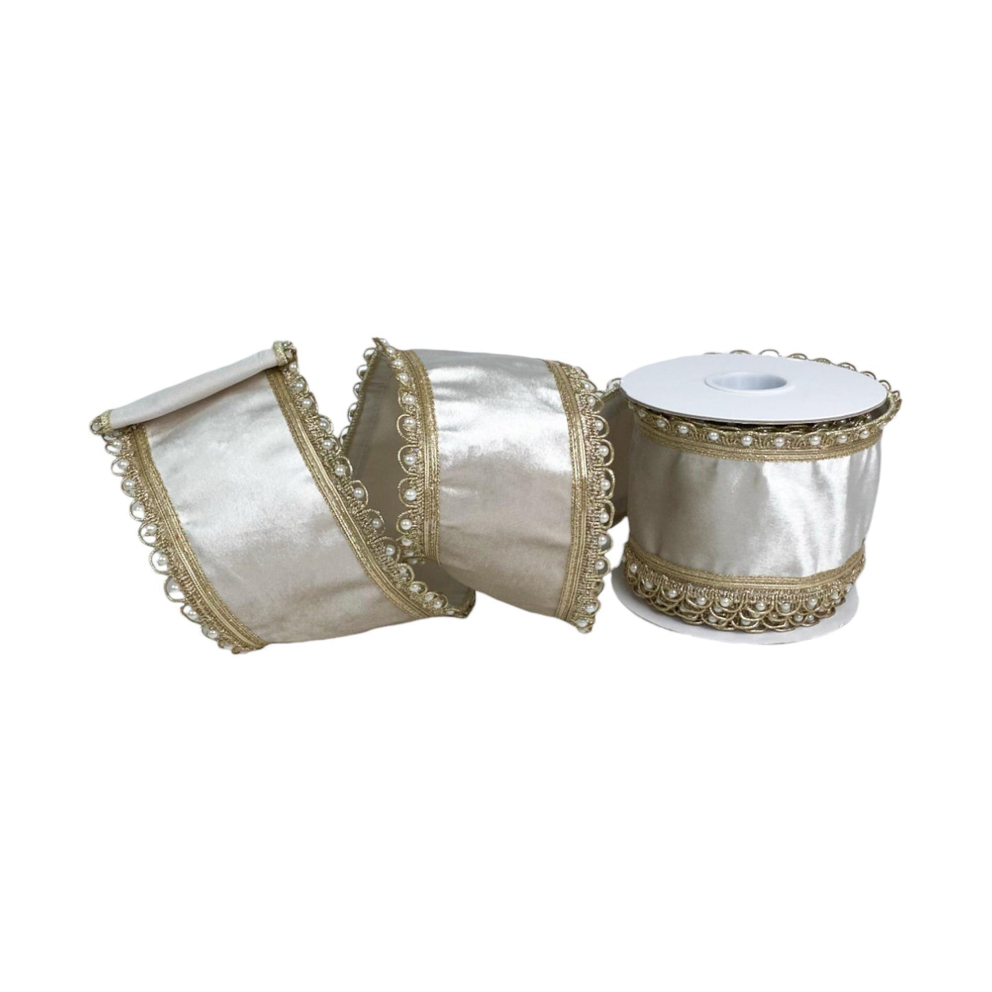 Cinta velvet con borde de perlas ancha