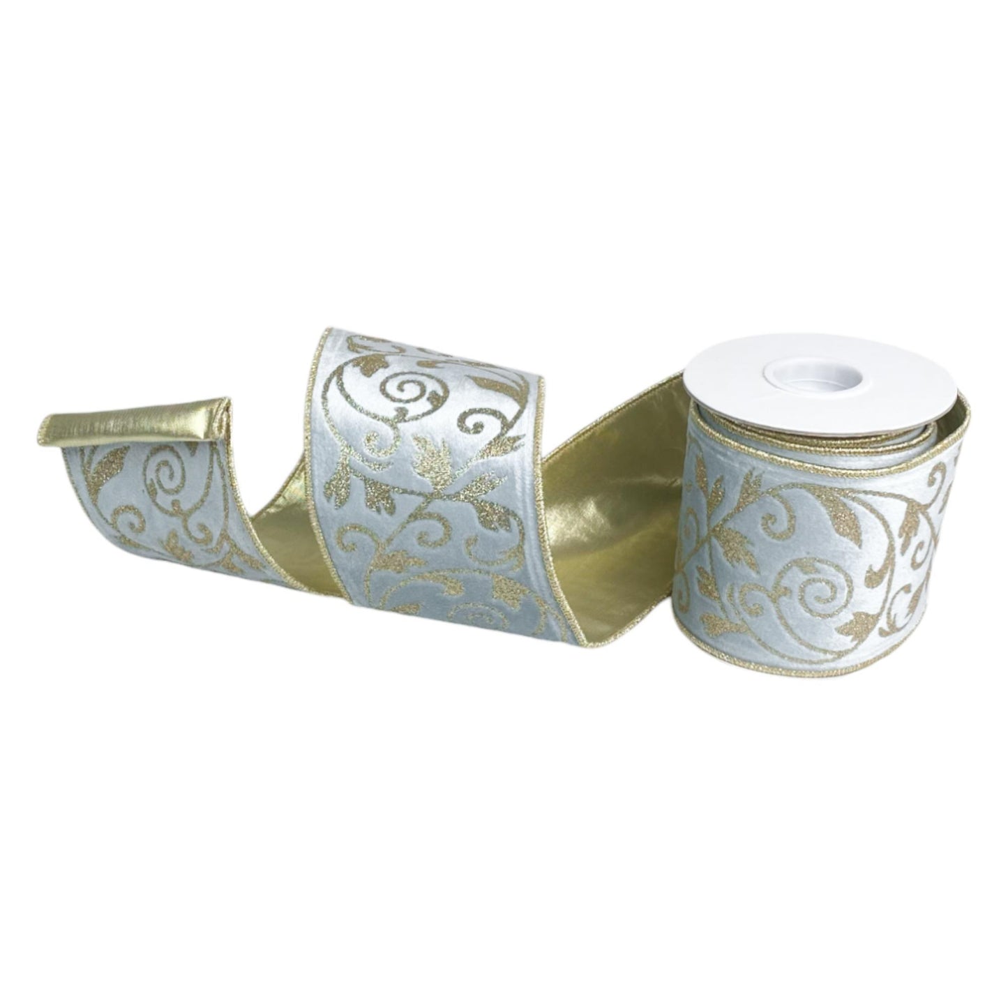 Cinta azul pálido con reverso dorado velvet