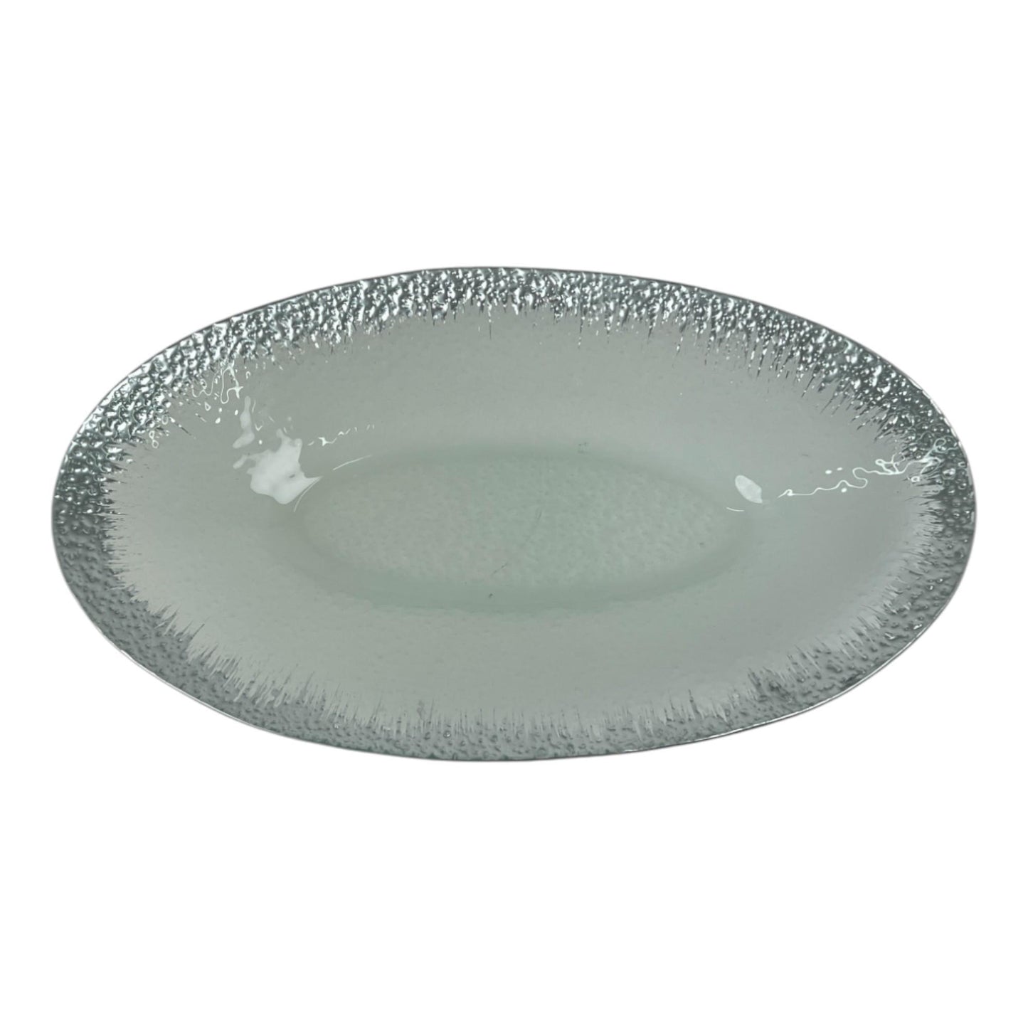 Plato ovalado de vidrio con orilla