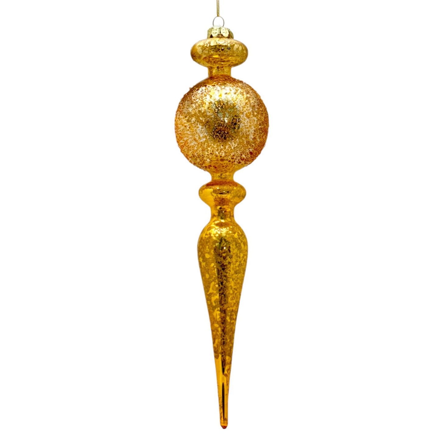 Lagrima de vidrio dorada con cristales