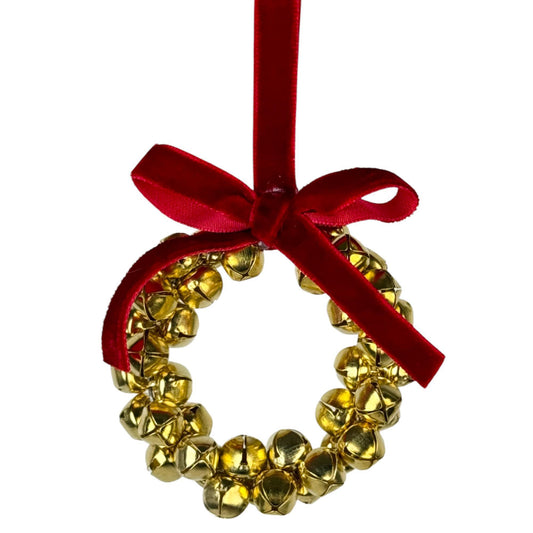 Corona de cascabeles con cinta de terciopelo