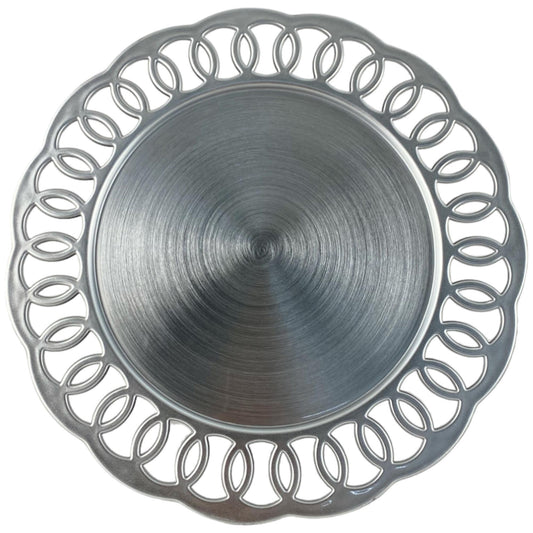 Plato base plateado orilla calada