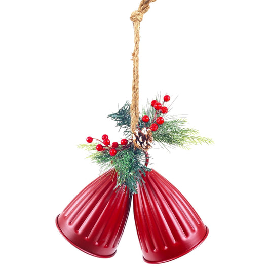Campanas rojas troqueladas decoradas set 2pcs