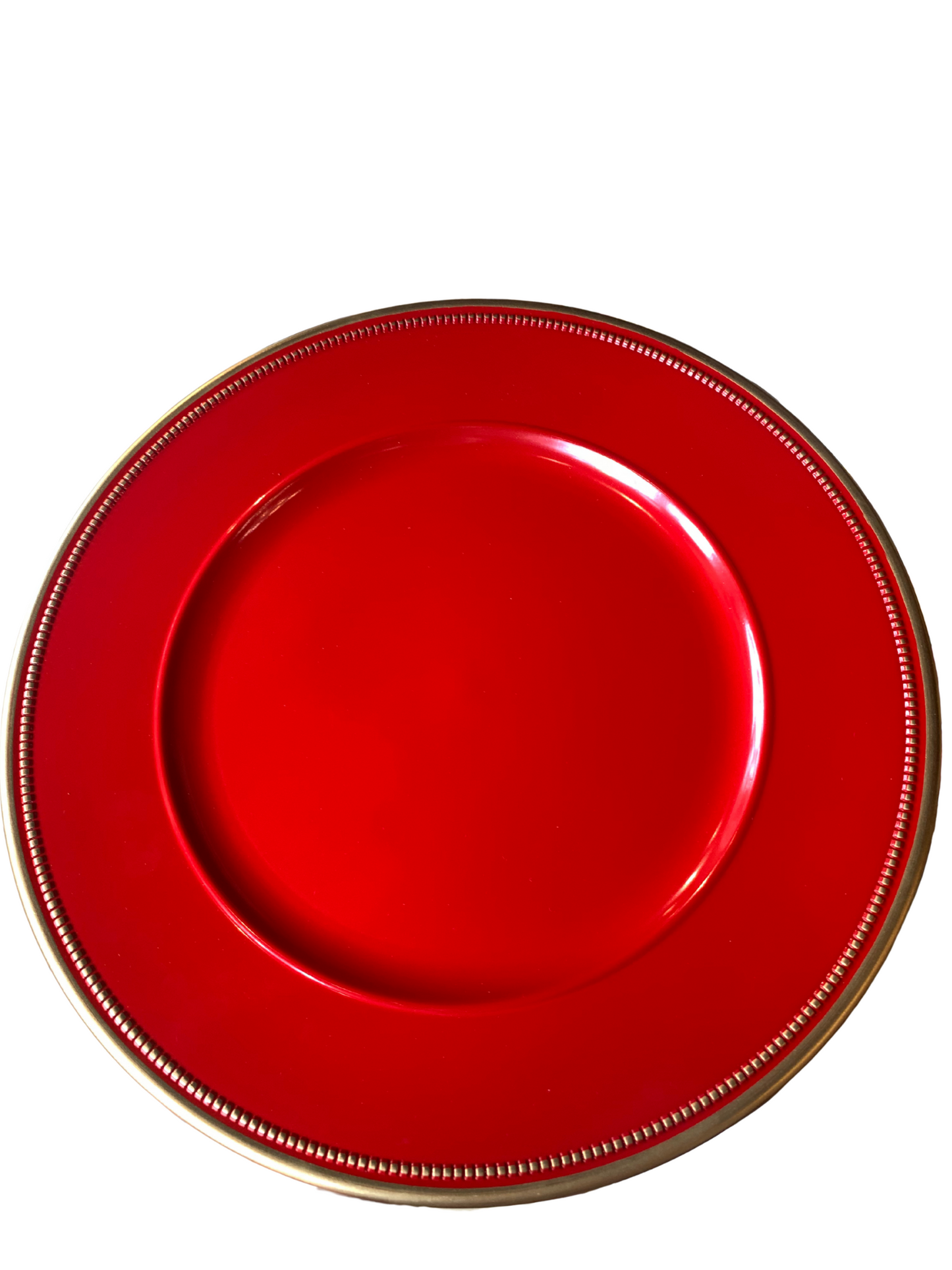 Plato base rojo con orilla dorada