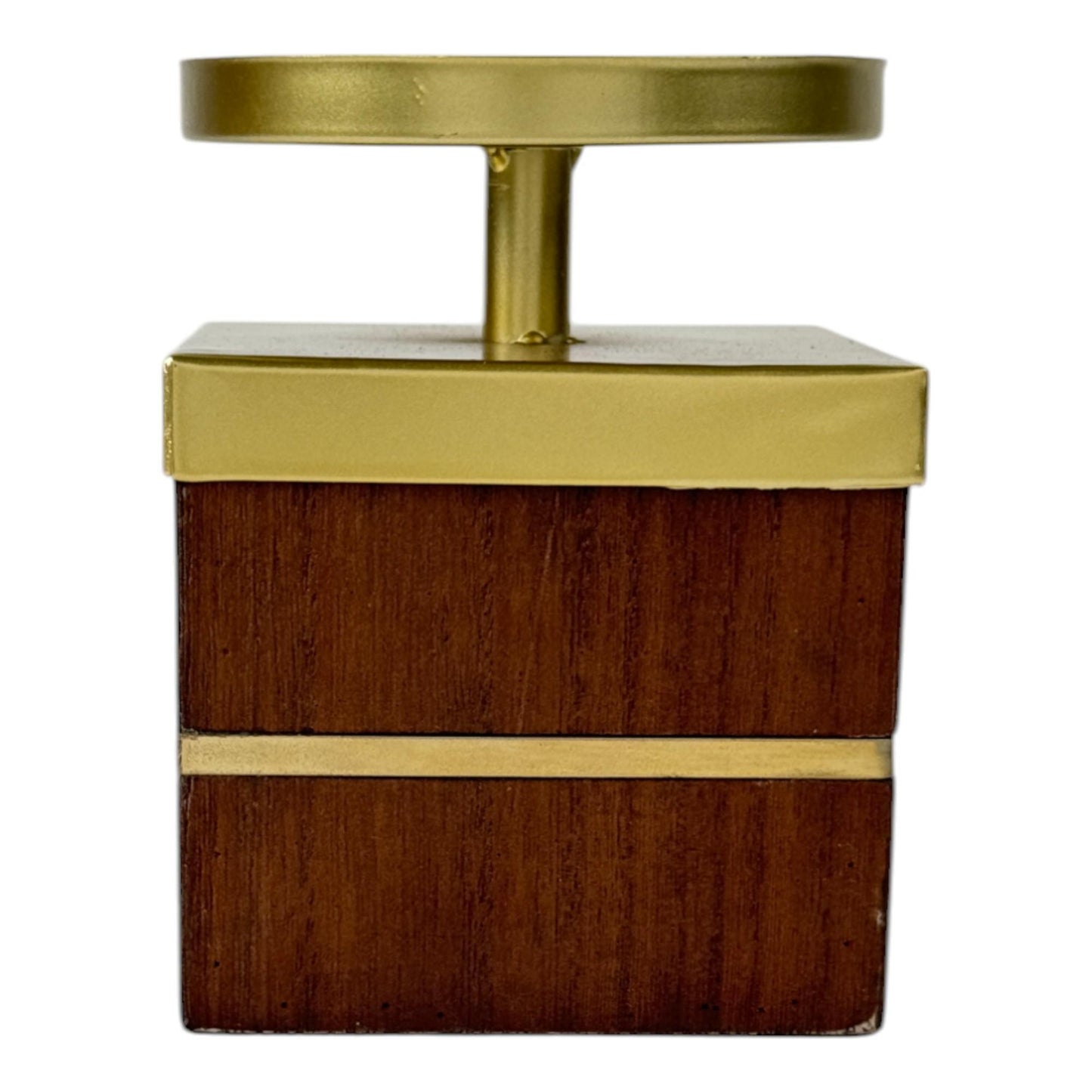 Candelero cuadrado de madera y metal