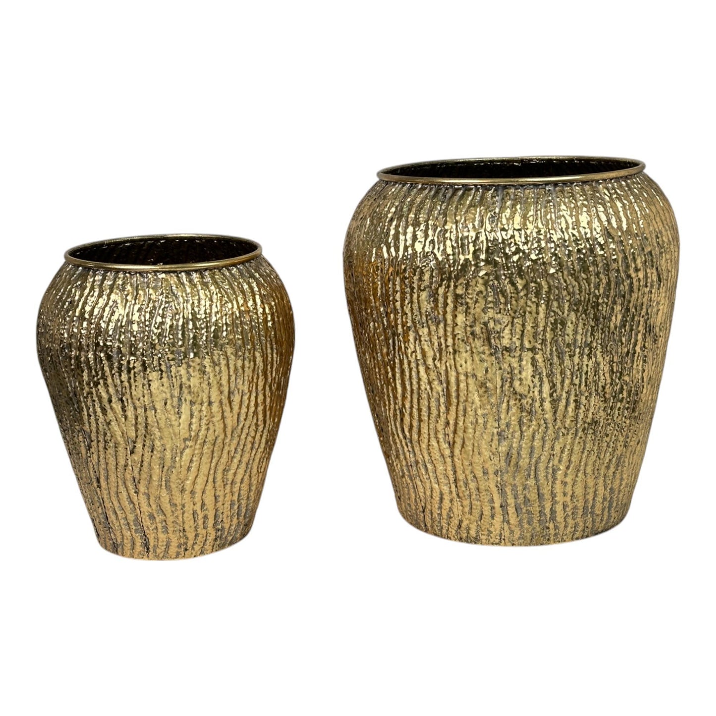 Maceteros de metal dorados líneas (Set 2 pcs)