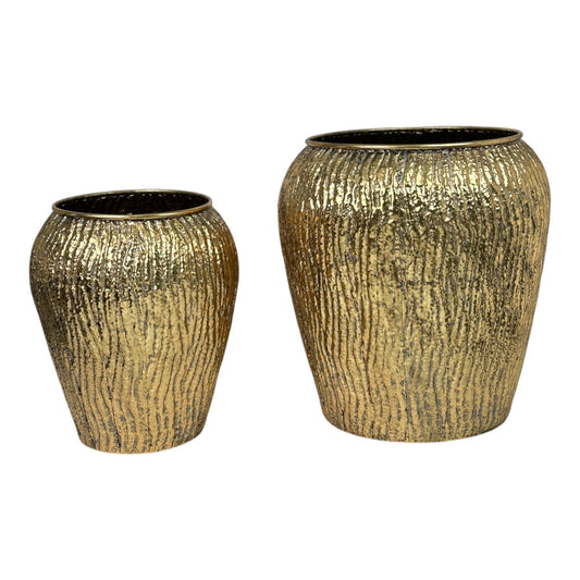 Maceteros de metal dorados líneas (Set 2 pcs)