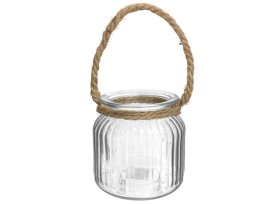 Florero de Vidrio y Cuerda de Yute