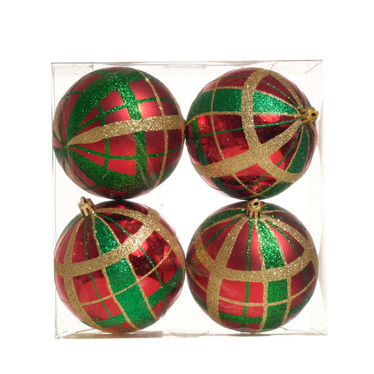 Bolas navideńas escocesas Set 4 pcs