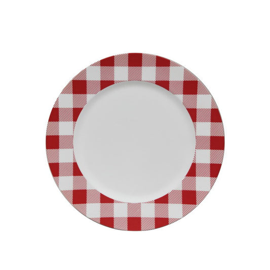 Porta platos orilla cuadros blanco y rojo