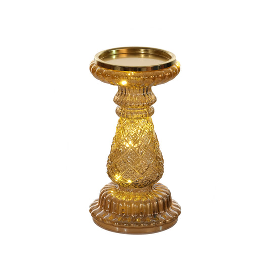 Candelero dorado de vidrio