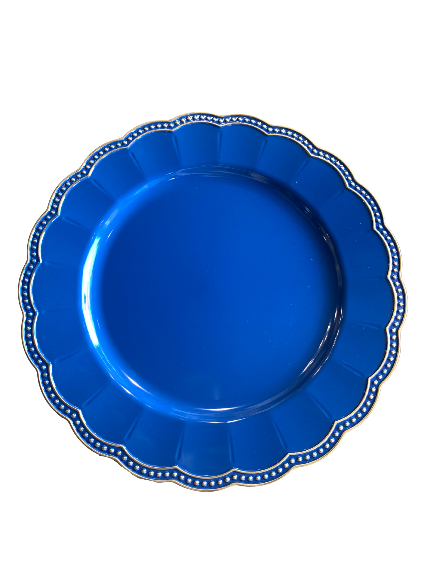 Plato base azul con borde dorado