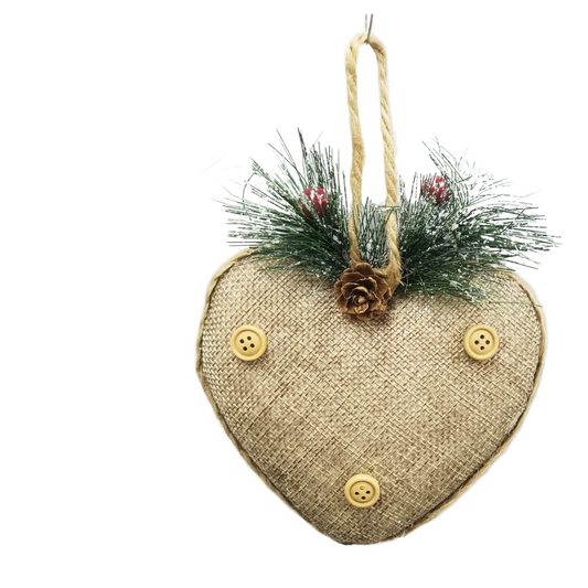Adorno colgante corazón yute set