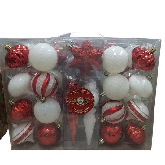 Set bolas y adornos navideños 43 pcs
