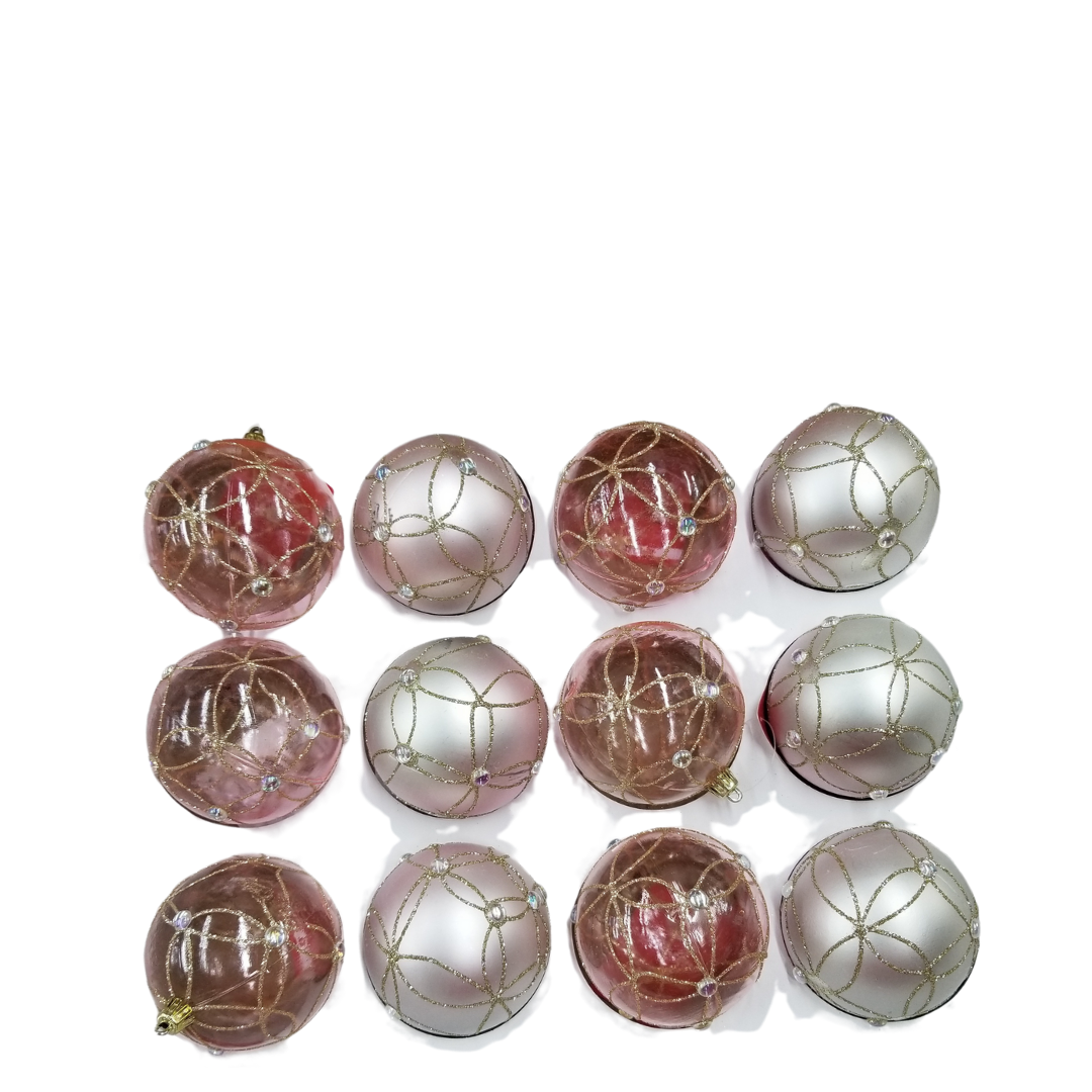 Bolas rose gold y plateada 12 pcs