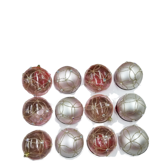 Bolas rose gold y plateada 12 pcs