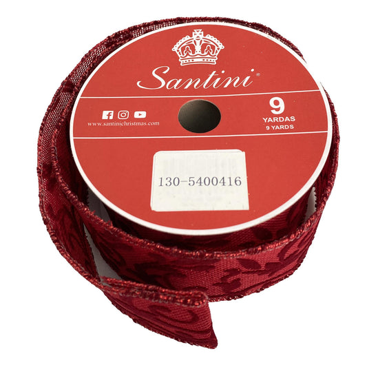 Cinta yute y terciopelo rojo quemado