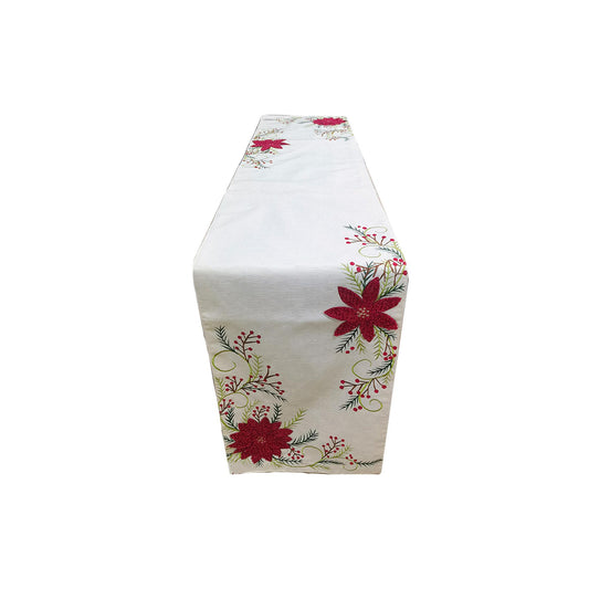 Camino de mesa blanco bordado pascuas
