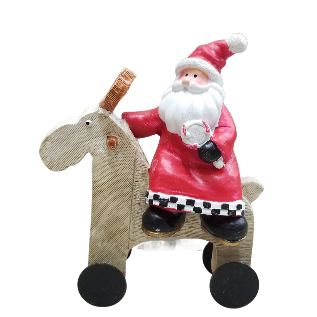 Santa/hombre de nieve sobre caballito de ruedas