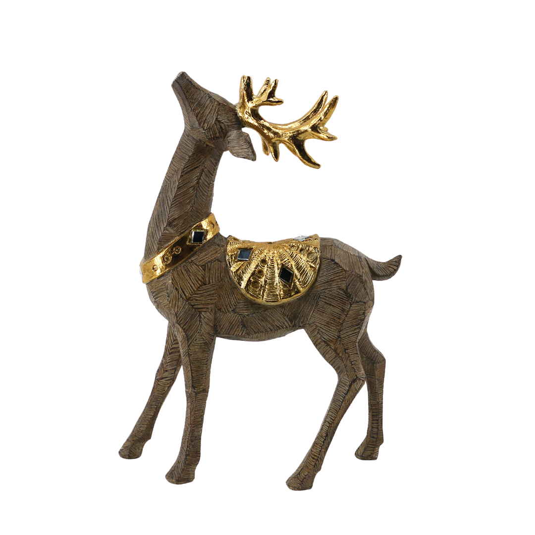 Venado de pie decoracion dorada