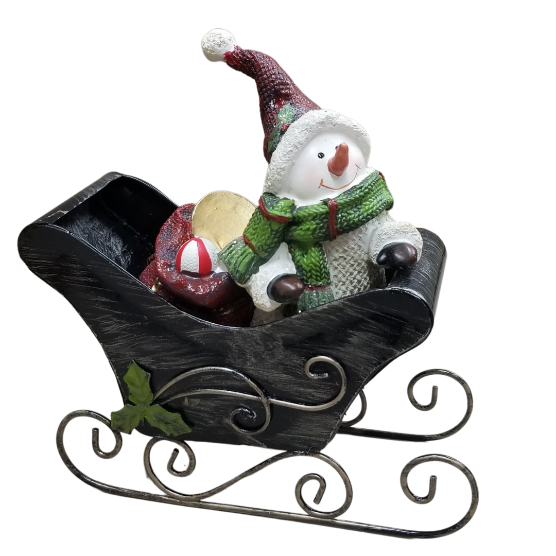 Santa / hombre de nieve en trineo