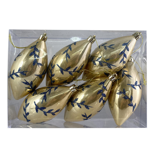Lágrimas colgantes dorado y azul 6 pcs
