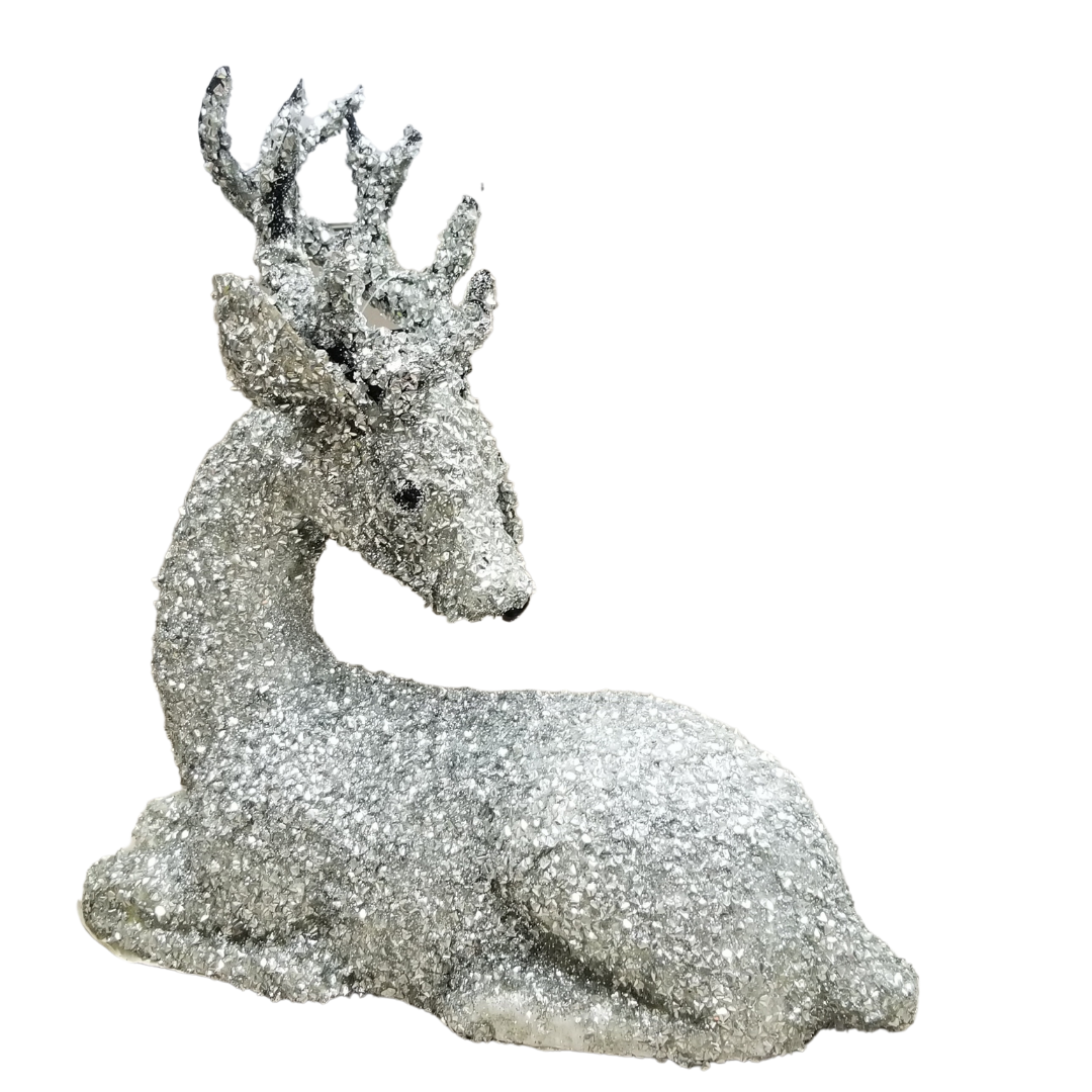 Venado sentado color plata
