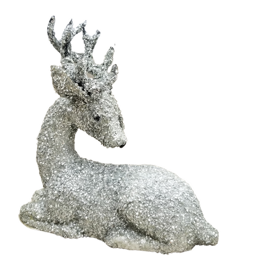 Venado sentado color plata